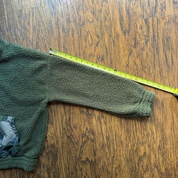Aerie Fleece Pullover Quarter Zip Sweatshirt Olie Green Camo Womens Size Small - Picture 6 of 13
